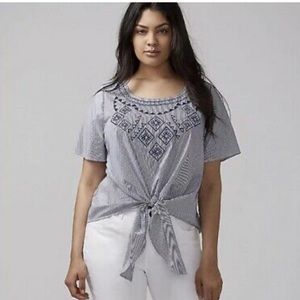 Lane Bryant Short Sleeve Top w/ Eyelet Embroidery